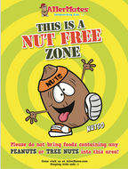 AllerMates Nut Free Zone School Poster sz 18 x 24"