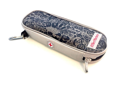 Medicine Case (Insulated) for Carrying Allergy Medicines like EpiPens: Black/Gray Pattern